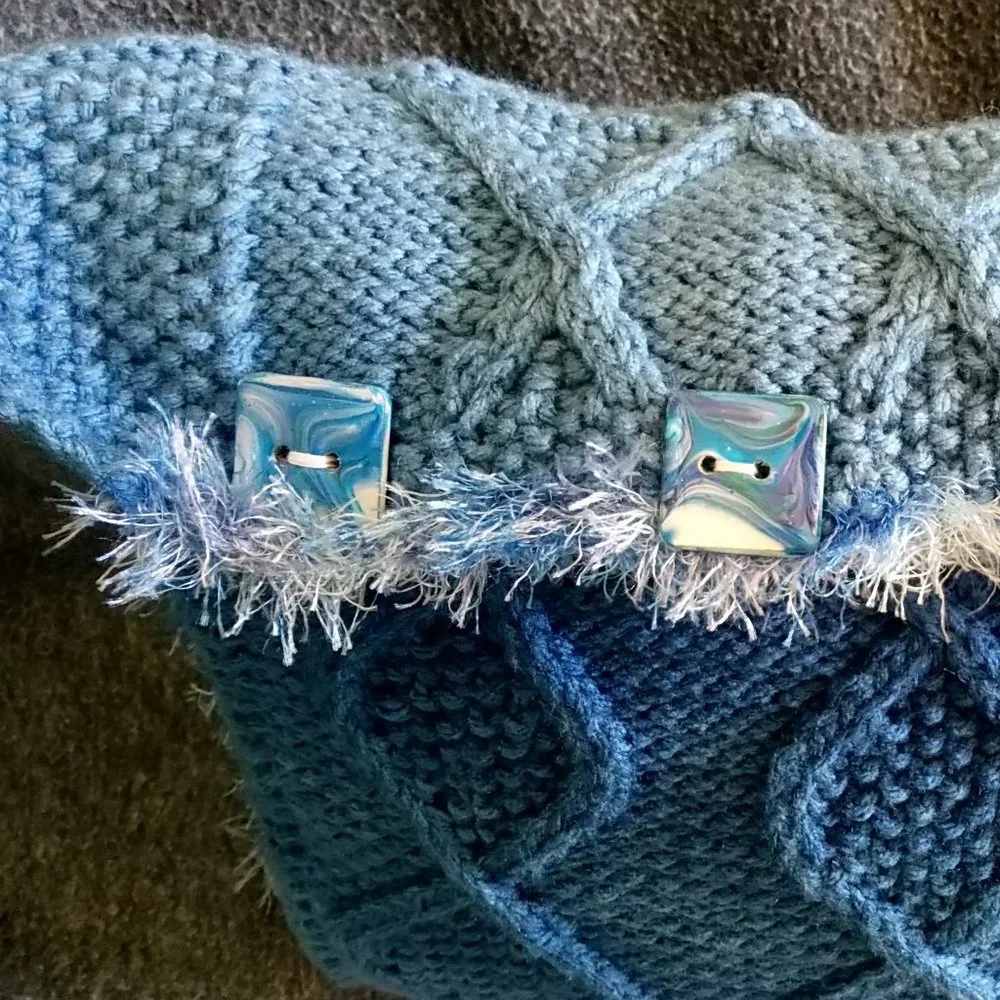 Hand Crafted Knit Pillow Ombre Cable Designer Throw Home Decor Cerulean …